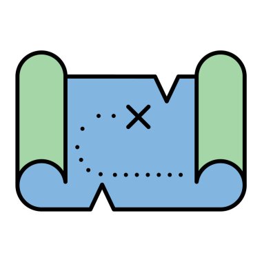 Bir çizgi film simgesinin vektör illüstrasyonu, harita