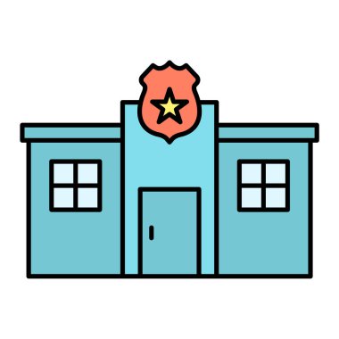 Hastane binası ikonu. Tıbbi acil durum sembolü stoğunu özetle. izole edilmiş sınır çizimi.