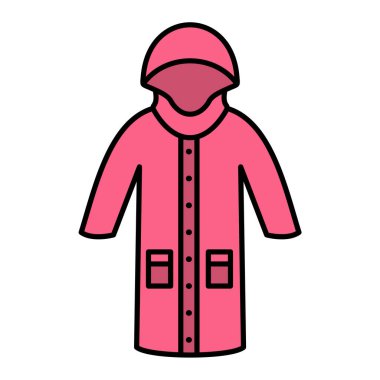 Yağmurluk giyen bir kadının vektör çizimi 