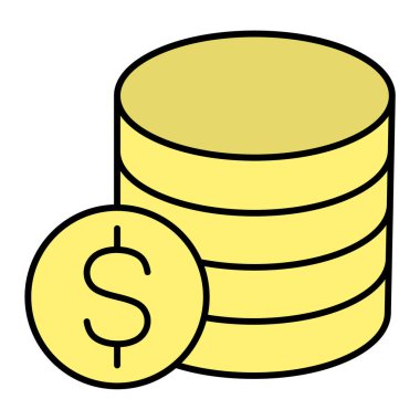 Dolar sikkeleri simgesi. düz tasarım biçimi.