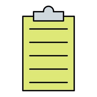 Beyaz arkaplan üzerinde kontrol listesi simgesi olan pano, satır biçimi, vektör illüstrasyonu