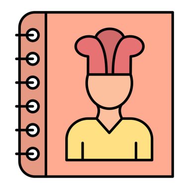 Şapkalı ve bıçaklı şef ikon vektör çizimi tasarımı