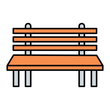 Park simgesindeki bank izole vektör illüstrasyonuName