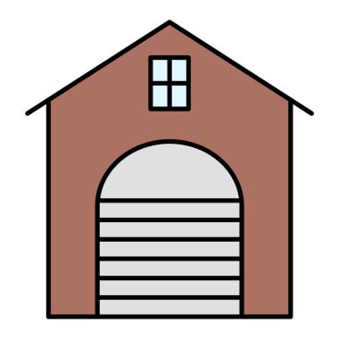 Ev binası ikonu. Beyaz arkaplanda ahır ev vektör çizimi