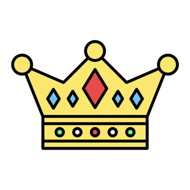 Taç ikonu. Web için kral vektör simgelerinin özet çizimi
