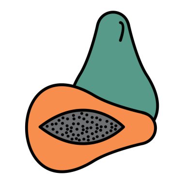 avokado meyve ikonu. Beyaz arkaplanda izole edilmiş web tasarımı için papaya armut vektör çizelgesi