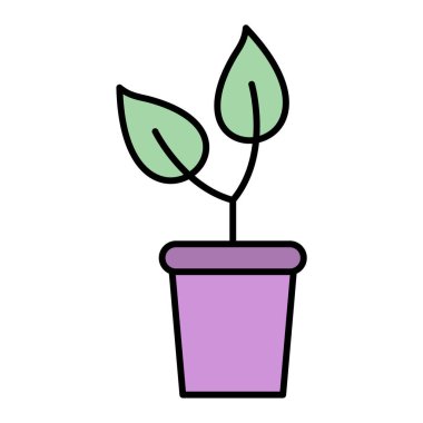 Yapraklar vektör illüstrasyon tasarımı ile saksıda bitki