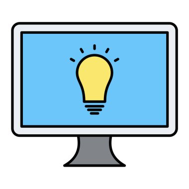 Ampul simgesi vektör illüstrasyon tasarımlı bilgisayar monitörü