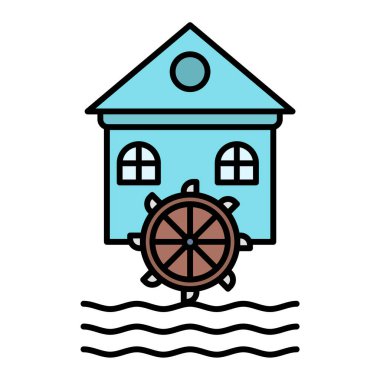 Bir su değirmeni simgesinin vektör çizimi