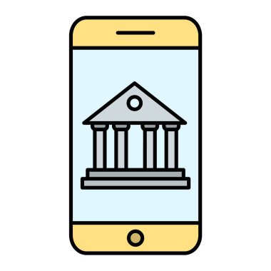 Banka ve mobil bankacılık vektör illüstrasyon tasarımlı akıllı telefon