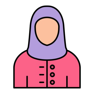 Müslüman kadın ikonu. Web için tesettür vektör simgelerinin basit çizimi