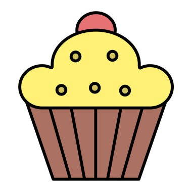 Çikolatalı kek ve karamelli vektör çizim tasarımı