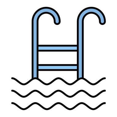 Yüzme havuzu ikonu. Web için su musluğu vektör simgelerinin özet çizimi