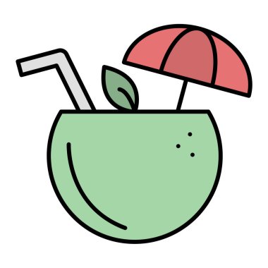 Hindistan cevizli el çizimi şemsiye