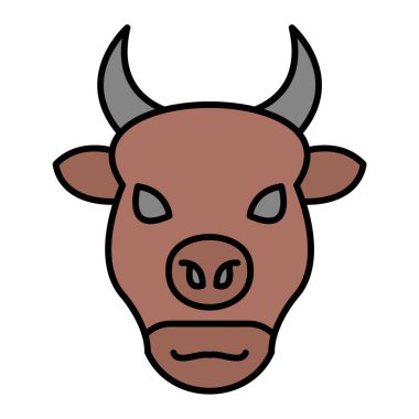 Boğa kafası ikonu. beyaz arkaplanda izole edilmiş boğa vektör çizimi karikatürü