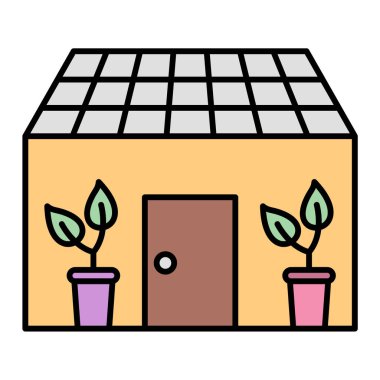 Güneş paneli ve enerji vektör çizimine sahip bitki