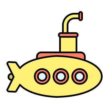 Çizgi film stili izole edilmiş vektör illüstrasyonunda denizaltı simgesi