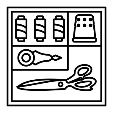 Berber dükkanının vektör çizgisi simgeleri, taslak, ince tebeşir, makas, tarak, jilet