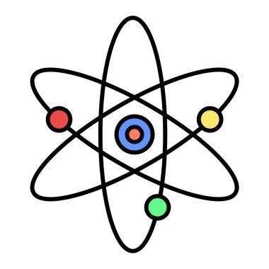 Beyaz arkaplanda izole edilmiş atom simgesi vektörü, molekül şeffaf işaret