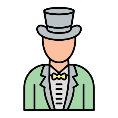 Şapkalı ve sakallı adam vektör çizimi