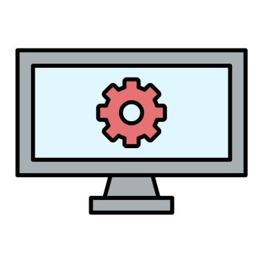 Ayarları ve vites vektör illüstrasyon tasarımlı bilgisayar monitörü