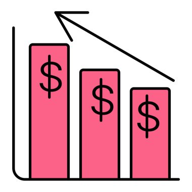 Dolar sembolü ve ok vektör illüstrasyonlu finansal büyüme grafiği