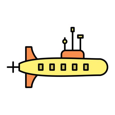 Ağ ve mobil uygulama tasarımınız için beyaz arkaplanda izole edilmiş denizaltı simgesi vektörü, askeri logo kavramı