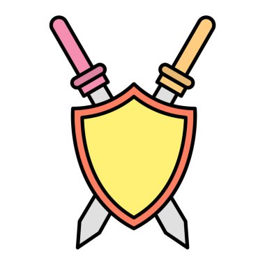 Kılıç vektör illüstrasyon tasarımlı kalkan