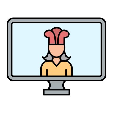 Dizüstü bilgisayar ikonlu şef. vektör illüstrasyonu