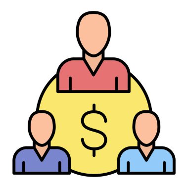 Dolar işareti ikon vektörü olan bir adam. İnce çizgi sembolü. izole edilmiş sınır elemanı çizimi