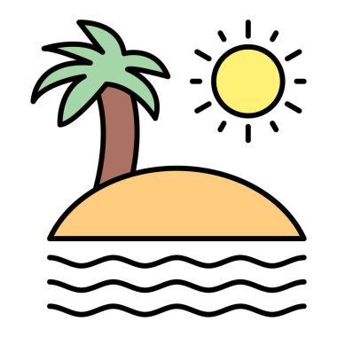 Yaz plajı ikonu vektör illüstrasyonu
