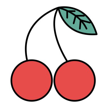 kiraz meyvesi ikonu vektör illüstrasyon grafik tasarımı