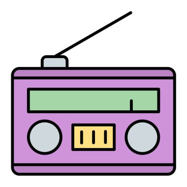 Retro radyo kaset ikon vektör illüstrasyon tasarımı