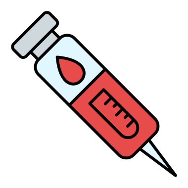 Tıbbi şırınga ikonu. Web için test tübü vektör simgelerinin özet çizimi