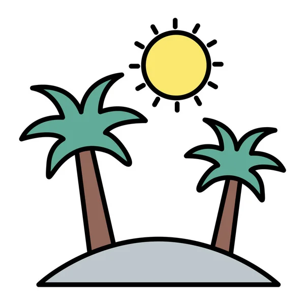 Zomer Strand Met Palmbomen Vector Illustratie Ontwerp — Stockvector
