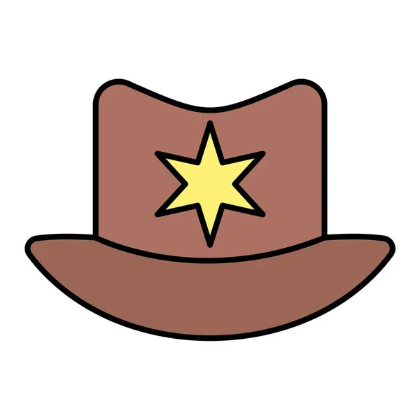 Şapka Ikonu Web Için Kovboy Vektör Simgelerinin Düz Çizimi — Stok Vektör