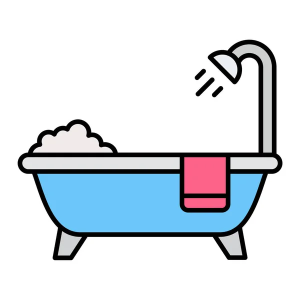 Badewanne Und Dusche Symbol Vektor Illustration Design — Stockvektor