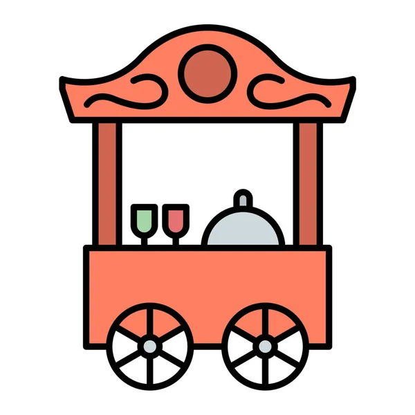 Picknickwagen Mit Vektorgrafik Für Essen Und Trinken — Stockvektor