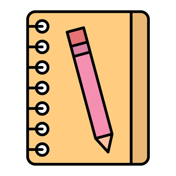 Pencil Book Icon Outline School Notebook Vector Illustration Isolated Contour — Stock Vector