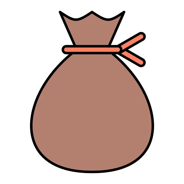 お金のアイコン付きの袋 白い背景に孤立したウェブデザインのためのバッグベクトルアイコンの漫画 — ストックベクタ