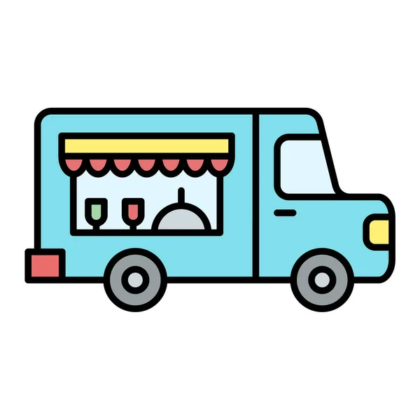 Fast Food Truck Ikone Umriss Lieferwagen Vektor Illustration Symbol Isoliert — Stockvektor