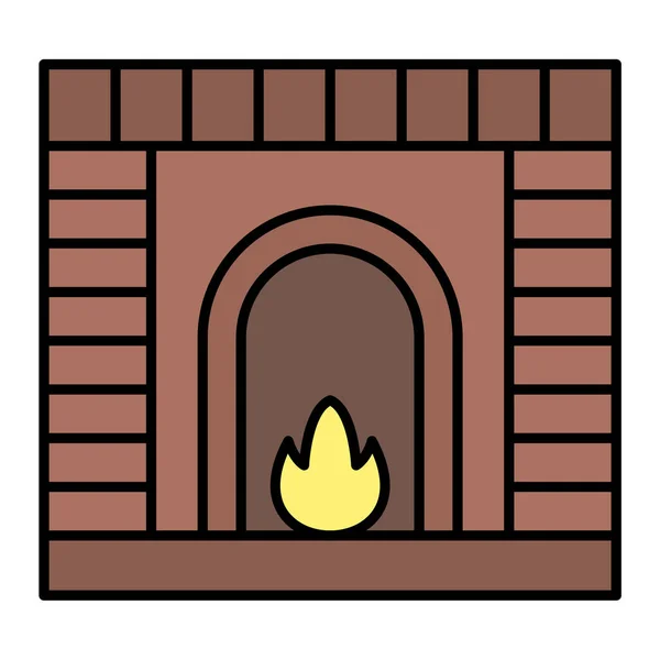 Fireplace Chimney Icon Outline Illustration Wooden House Vector Icons Web — Stock Vector