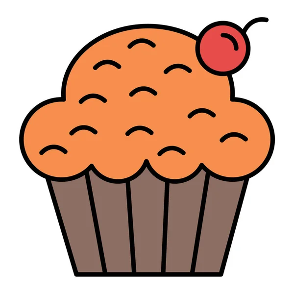 Cupcake Con Crema Chocolate Diseño Ilustración Vectores Magdalenas — Archivo Imágenes Vectoriales