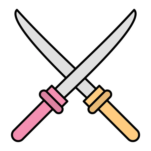 Значок Меча Начерк Ілюстрації Середньовічних Піктограм Ножа Інтернету — стоковий вектор