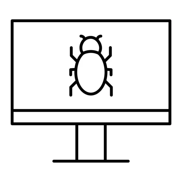 Computer Monitor Virus Icon Outline Illustration Bug Vector Icons Web — Stock Vector