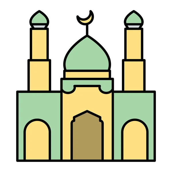 Mosque Icon White Background Colorful Outline Vector Illustration — Stock Vector
