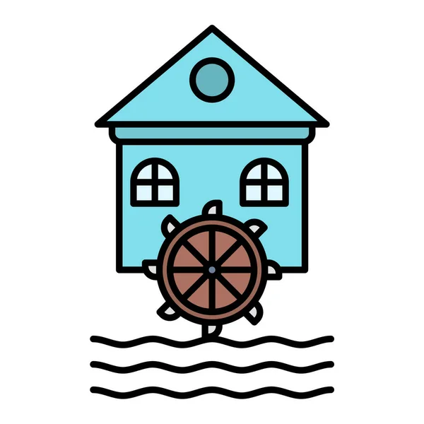 Vector Illustration Water Mill Icon — ストックベクタ