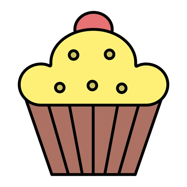 Cupcake Met Chocolade Karamel Glazuur Vector Illustratie Ontwerp — Stockvector