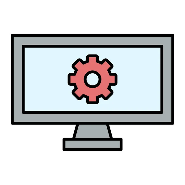 Monitor Computadora Con Configuración Diseño Ilustración Vectores Engranajes — Vector de stock
