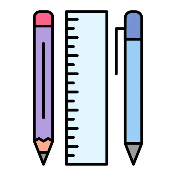 Pencil Ruler Flat Style Icon Vector Illustration Design — Stock Vector